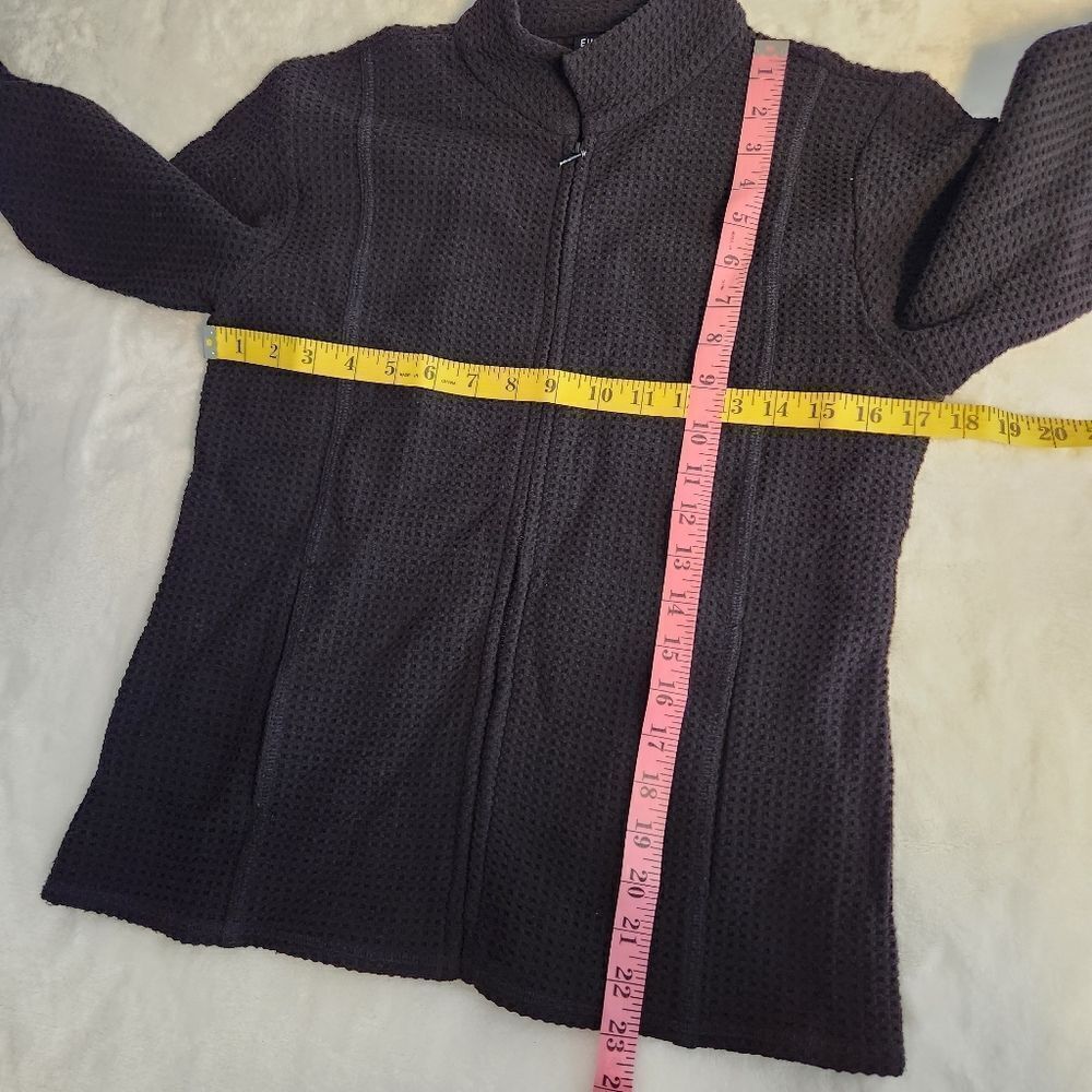 Eileen Fisher Waffle Knit Black Stretch Zip Stand Up Collar Jacket Sz XS - Picture 13 of 13